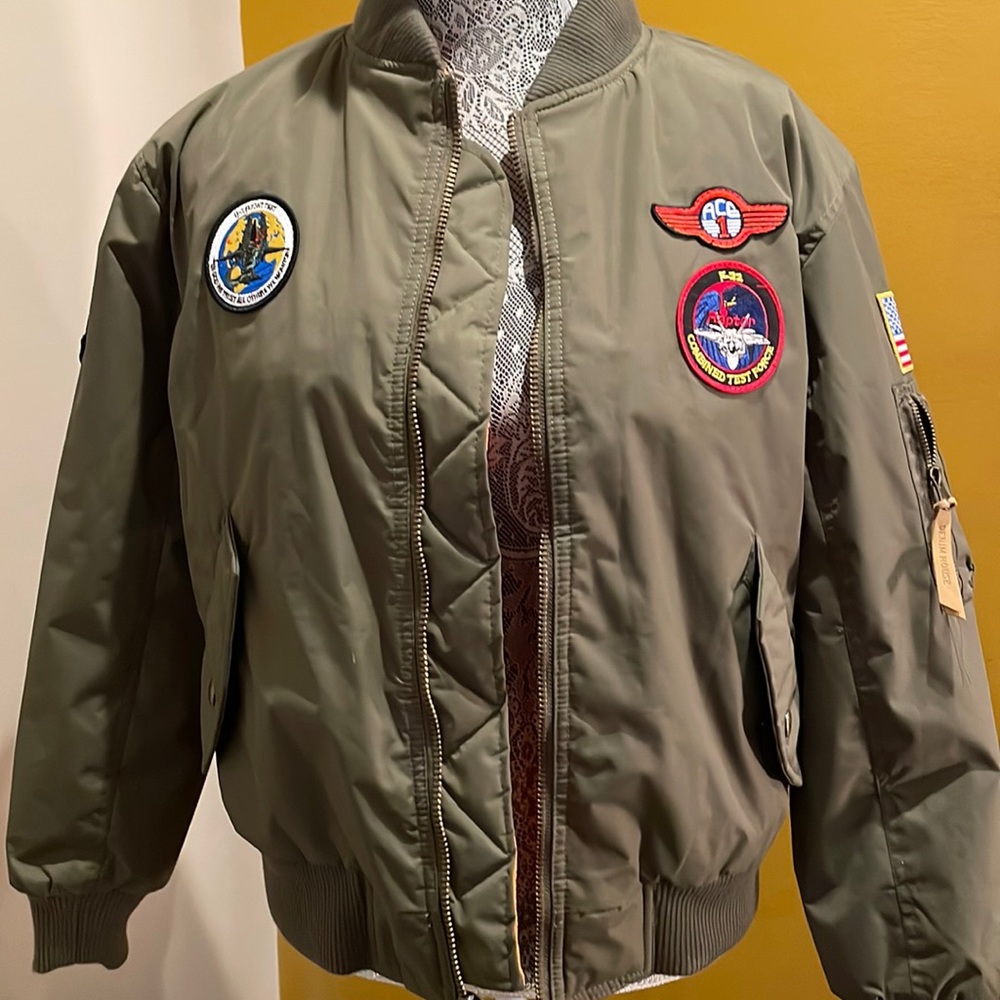 NEW with tags Denim House Olive Green Flight Jacket.
